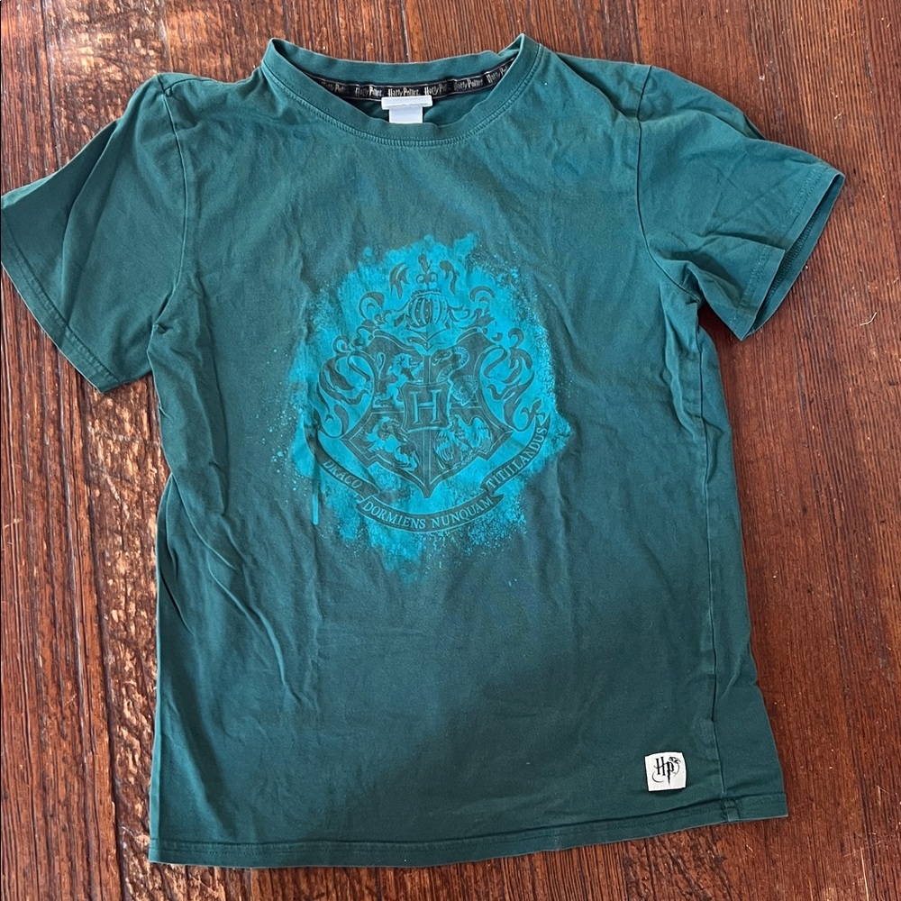 H&M Green Kids Harry Potter Crest Tee with Teal Graphic